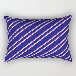 [ Thumbnail: Midnight Blue, Orchid, and Beige Colored Lined Pattern Rectangular Pillow ]