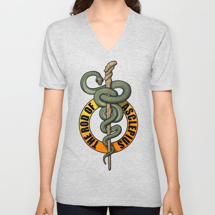 Rod of Asclepius V Neck T Shirt
