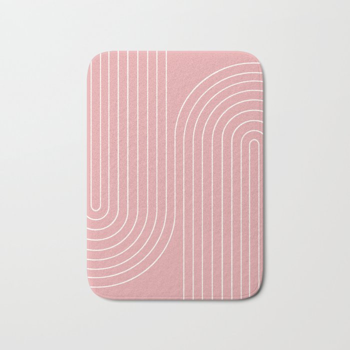 Minimal Line Curvature X Pink Mid Century Modern Arch Abstract Bath Mat
