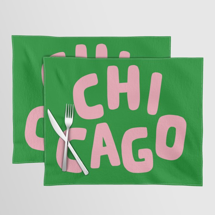 Chicago Green & Pink Placemat