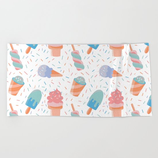 pastel ice cream pattern Beach Towel