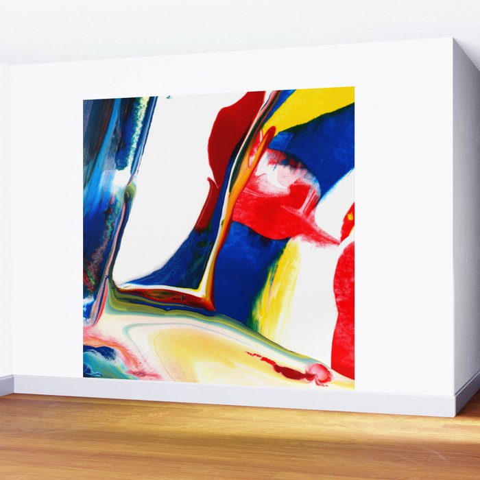 Abstract Acrylic Paint Pattern Texture 4 Red Blue Yellow Wall