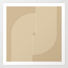 Geometric Lines 1 in Rainbow abstract pattern (Beige) Art Print