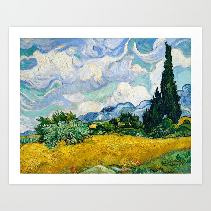 Vincent Van Gogh - Wheat Field with Cypresses Wall Art Print by Old Masters - X-Small