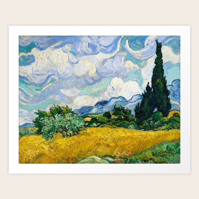 Vincent Van Gogh - Wheat Field with Cypresses Wall Art Print by Old Masters - X-Small