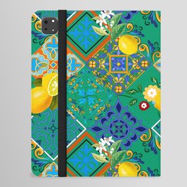 Tiles,mosaic,azulejo,quilt,Portuguese,majolica,lemons,citrus. iPad Folio Case