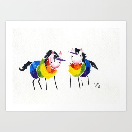 Little Rainbow Unicorns Art Print