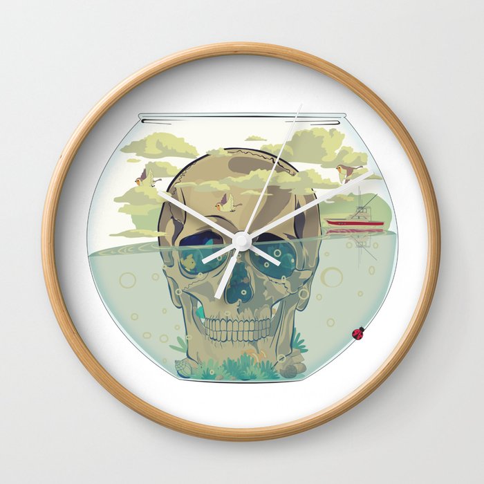 Skull in a Bowl Wall Clock