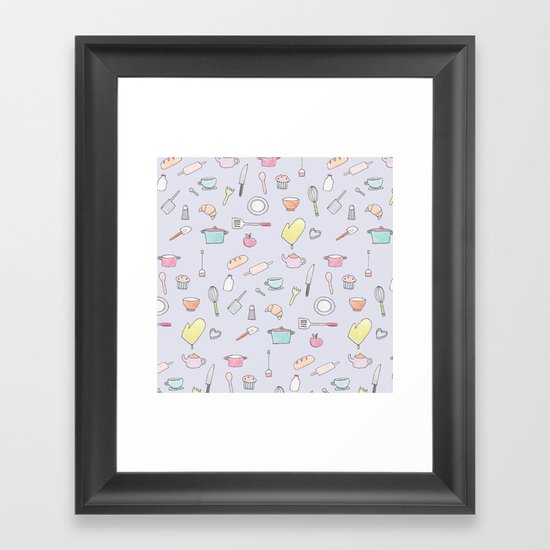 Cooking Pattern Framed Art Print