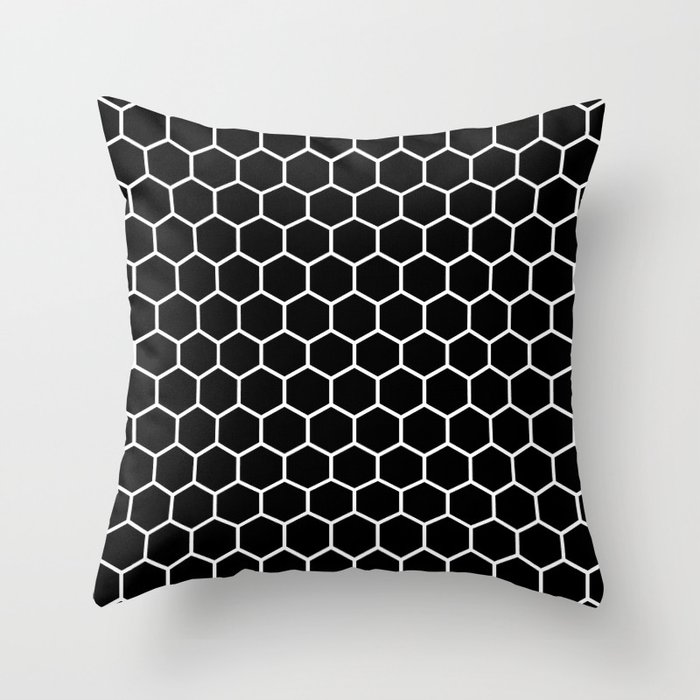 Honeycomb (White & Black Pattern) Throw Pillow