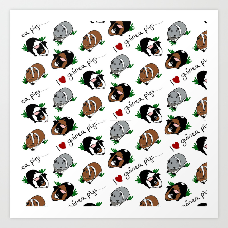 I Love Guinea Pigs Art Print By Upcyclepatch Society6