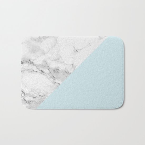 Marble + Pastel Blue Bath Mat