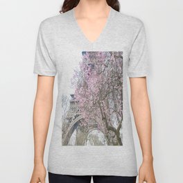 Paris in Springtime with the Eiffel Tower V Neck T Shirt