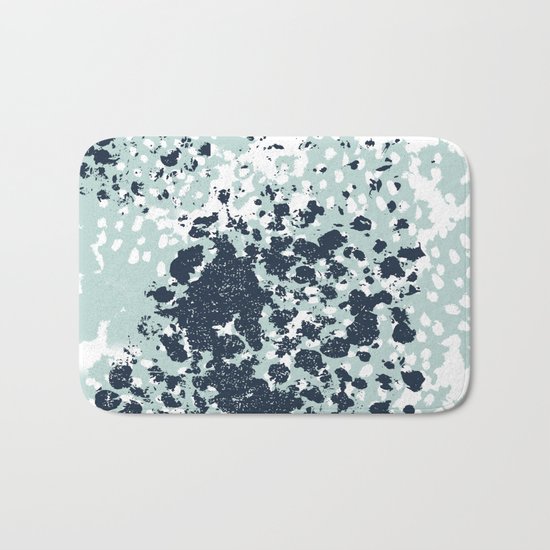 Izzie - abstract painting navy mint white trendy color palette summer bright decor Bath Mat