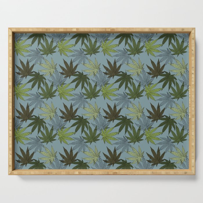 cannabis weed marihuana leaves botanical plants mint Serving Tray