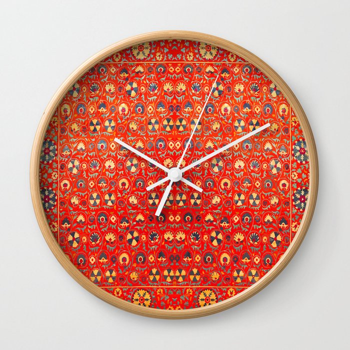 Boho Orange Oriental Traditional Moroccan Style Illustration  Wall Clock