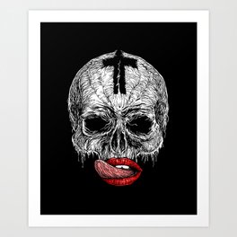 The Kiss of Death-Sexy Lips-Skull Art Print