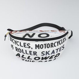 Vintage Hand Painted No Skateboards Bicycles Motorcycles Roller Skates Sign Fanny Pack