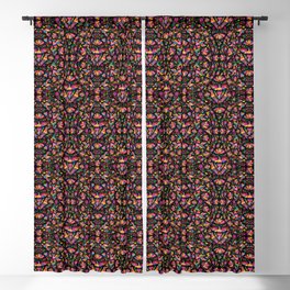 Colorful Mexican Pattern (Black Background) Blackout Curtain