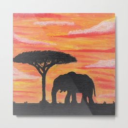 Elephant sunset Metal Print