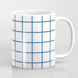 Minimalism Window Pane Grid, Blue on White Coffee Mug