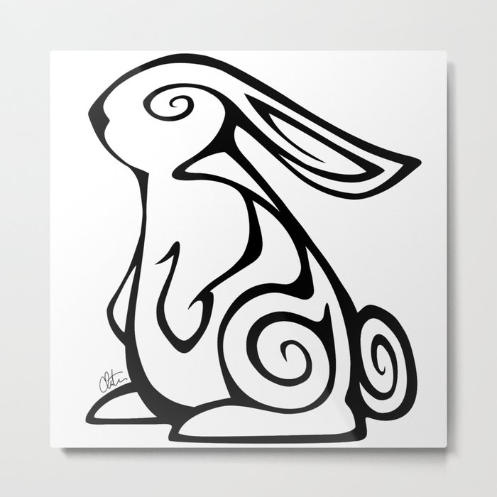 Rabbit Swirls Metal Print