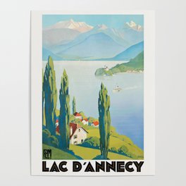 Lac d'Annecy Lake Vintage Travel Poster 1930s - Roger Broders - France Provence Poster