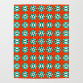 Love Mandalas with Mint Green Hearts Poster