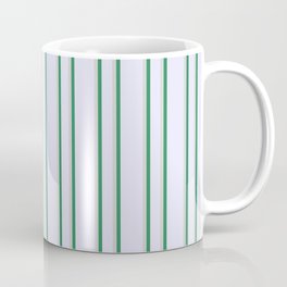 [ Thumbnail: Lavender, Light Gray & Sea Green Colored Pattern of Stripes Coffee Mug ]
