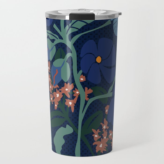Klimt flower dark blue Travel Mug