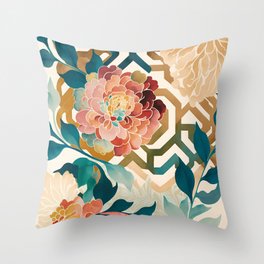 Floral Japanese Pattern Throw Pillow