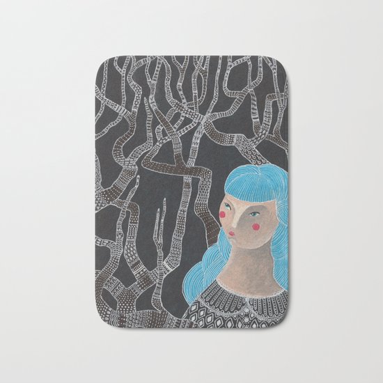 Lady in the woods Bath Mat