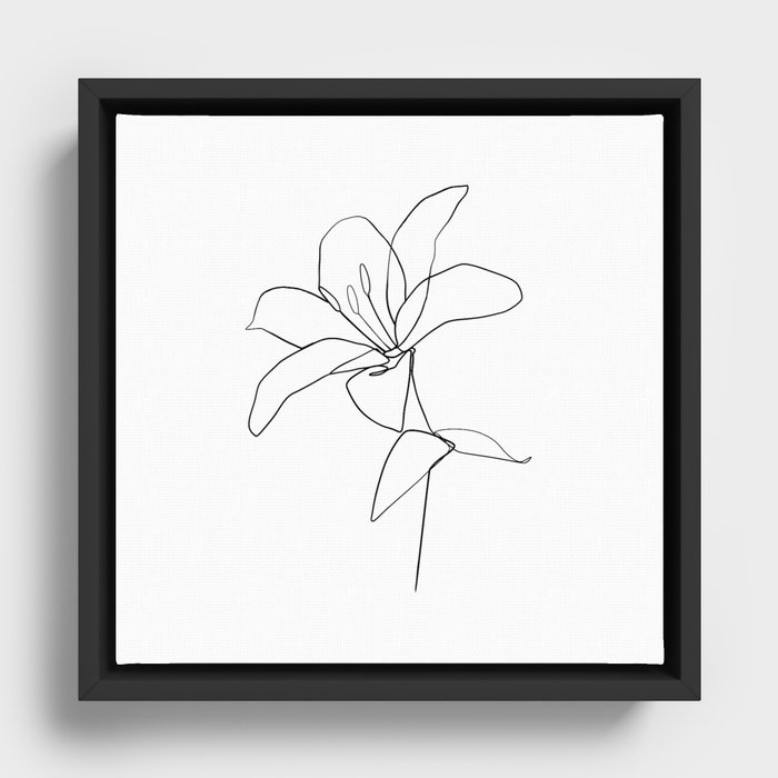 One line Lily flower print Framed Canvas