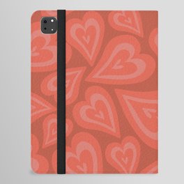 Retro Swirl Love - Deep orange red iPad Folio Case