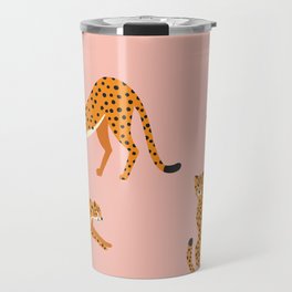 Cheetahs pattern on pink Travel Mug