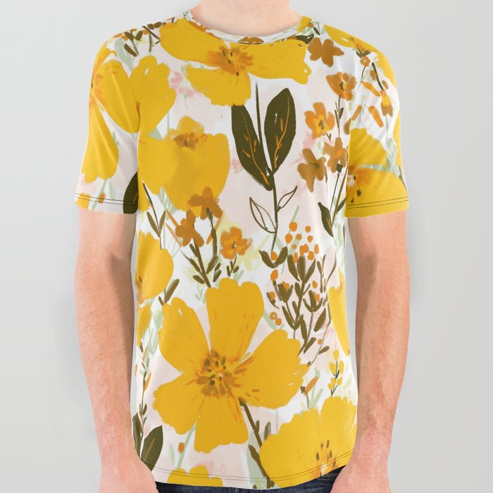 Yellow roaming wildflowers All Over Graphic Tee