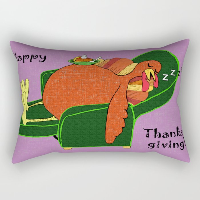 Sleeping Turkey With Pumpkin Pie Rectangular Pillow By Amygale