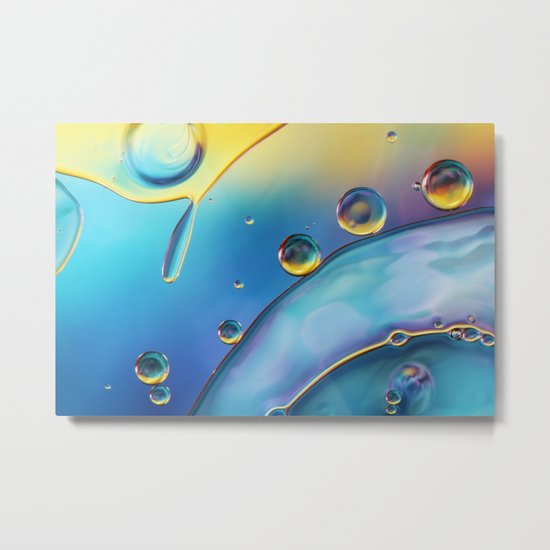 Ocean Blue Bubble Abstract Metal Print
