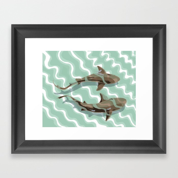 Sharks in the shallows Framed Art Print