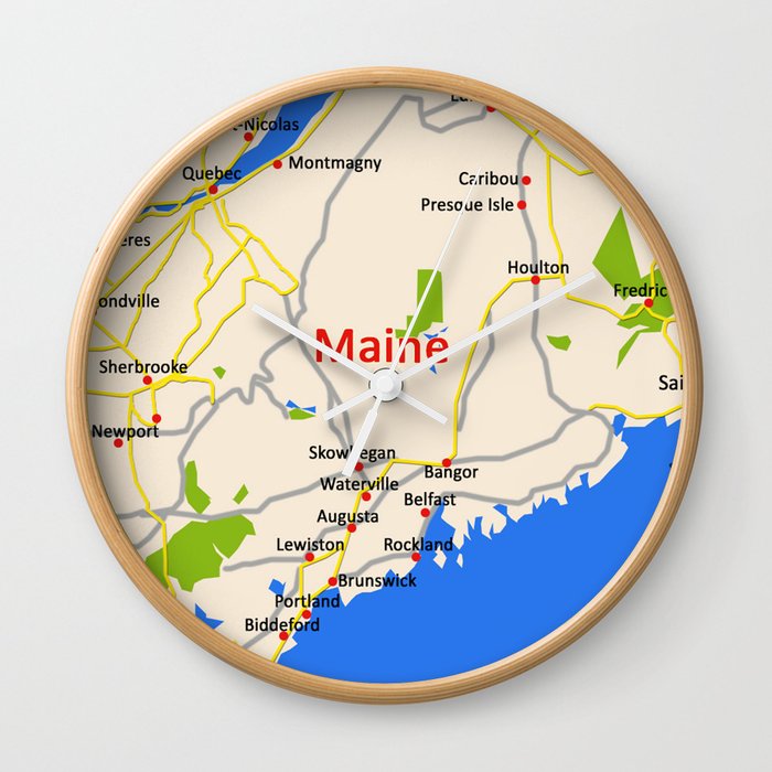 Map of Maine state, USA Wall Clock