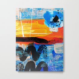 Eye Sea You in Orange, Blue, and a touch of Black Metal Print | Abstractart, Blacklineart, Digital, Cobaltblue, Geometricart, Watercolor, Summerabstract, Graphicdesign, Orangeabstract, Orangeblueabstract 