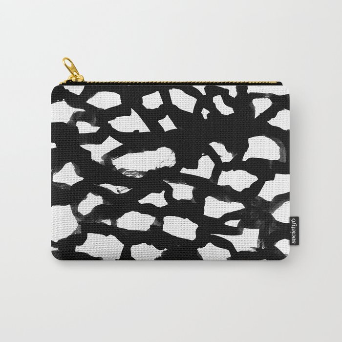 Rosanthe - modern minimal black and white painting brushstrokes free spirit boho urban city pattern Carry-All Pouch