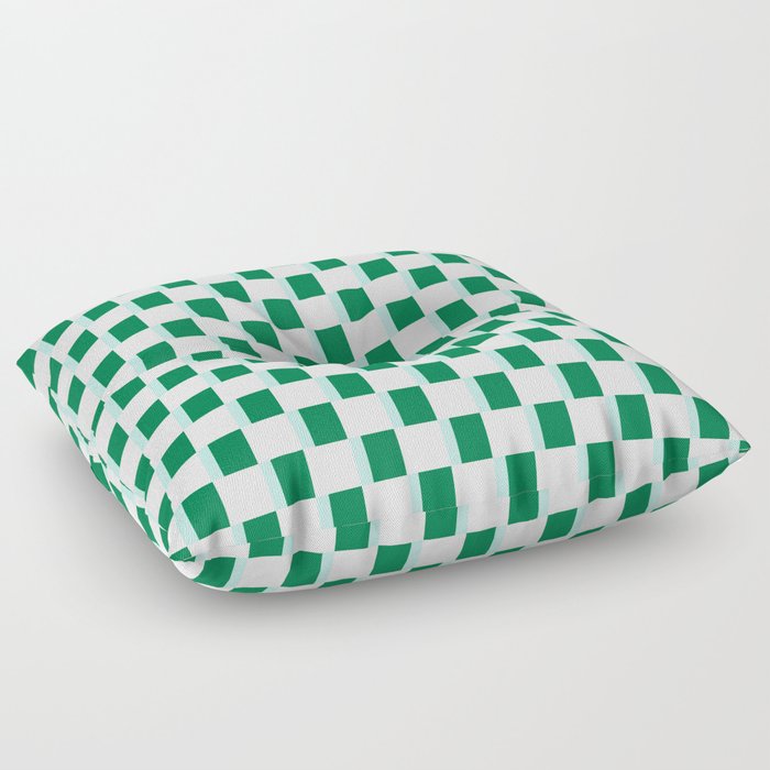 Retro 80’s Modern Abstract Green and Mint Check Floor Pillow