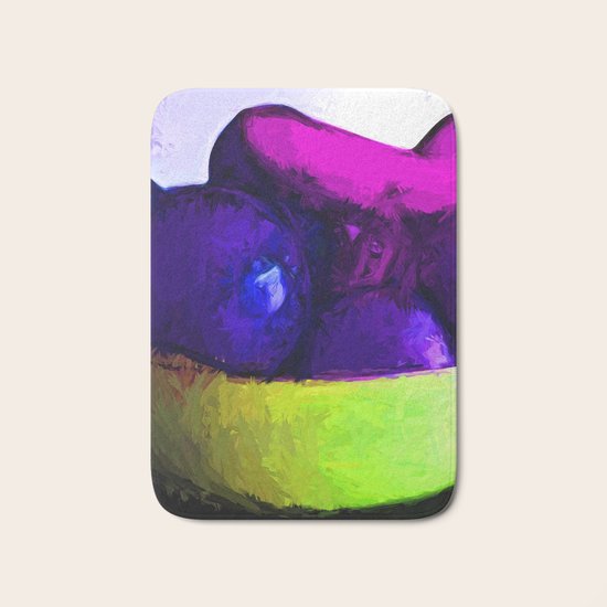 Blue Apples and Pink Bananas Bath Mat