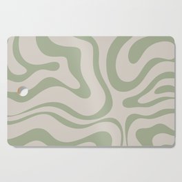 Liquid Swirl Abstract Pattern in Almond and Sage Green Cutting Board