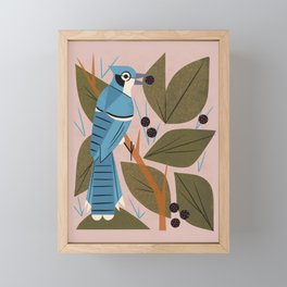 Blue Jay And Berries Framed Mini Art Print
