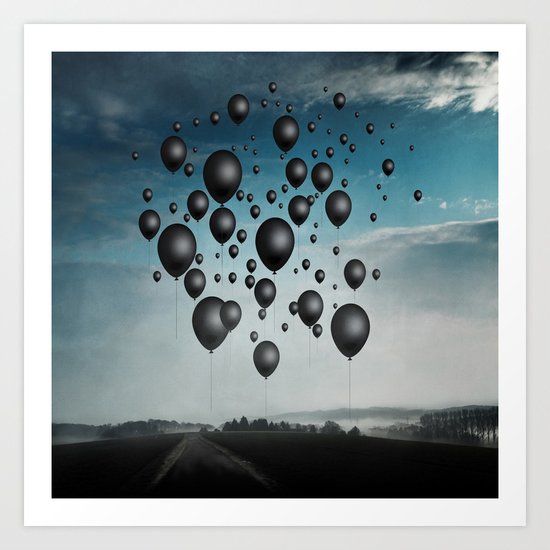 In Limbo - black balloons Art Print
