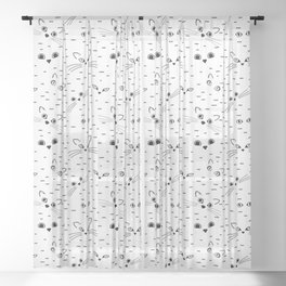 Cat eyes and faces line art pattern Sheer Curtain