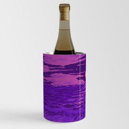Homesick purple orange sunset beach water ocean pixel art 8bit vaporwave Wine Chiller