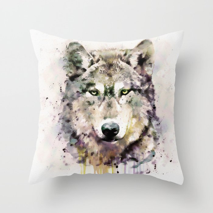 Wolf Head Watercolor Portrait Deko-Kissen Wolf Head Watercolor Portrait Deko-Kissen